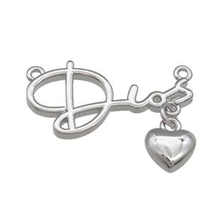 Copper Heart Pendant Love 2loops Platinum Plated, approx 7mm, 13-25mm