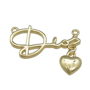 Copper Heart Pendant Love 2loops Gold Plated, approx 7mm, 13-25mm