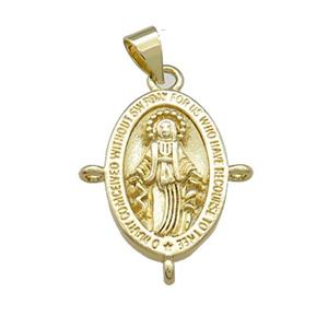 Copper Jesus Pendant Religious Medal Oval Gold Plated, approx 15-20mm