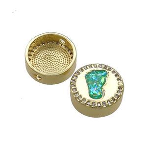 Copper Button Beads Pave Green Fire Opal Barefoot 18K Gold Plated, approx 12mm