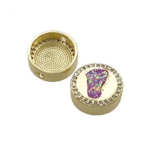 Copper Button Beads Pave Fuchsia Fire Opal Barefoot 18K Gold Plated, approx 12mm