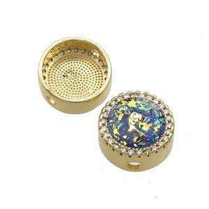 Copper Button Beads Pave Multicolor Fire Opal 18K Gold Plated, approx 12mm