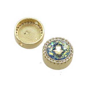 Copper Button Beads Pave Multicolor Fire Opal Hand 18K Gold Plated, approx 12mm