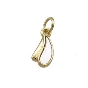 Eggplant Charms Copper Pendant Pave Shell 18K Gold Plated, approx 6-10mm