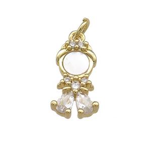 Copper Kids Pendant Pave Shell Zircon 18K Gold Plated, approx 9-16mm