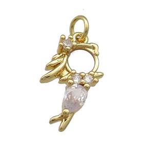 Copper Kids Pendant Pave Shell Zircon 18K Gold Plated, approx 10-18mm