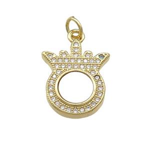 Copper Pineapple Pendant Pave Shell Zircon 18K Gold Plated, approx 14-18mm