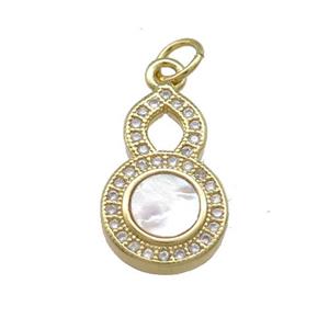 Copper Gourd Pendant Pave Shell Zircon 18K Gold Plated, approx 11-18mm
