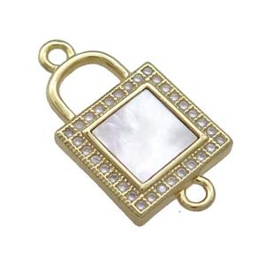 Copper Lock Connector Pave Shell Zircon 18K Gold Plated, approx 13-18mm