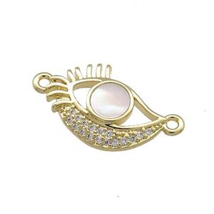 Copper Eye Charms Connector Pave Shell Zircon 18K Gold Plated, approx 12-17mm