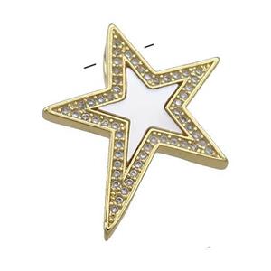 Copper Star Pendant Pave Shell Zircon 18K Gold Plated, approx 21-25mm