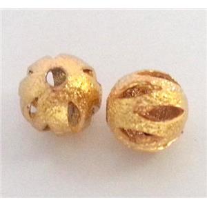 colorfast copper bead, matte round, gold plated, approx 8mm dia