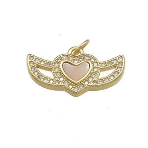Copper Eyemask Pendant Pave Shell Zircon 18K Gold Plated, approx 10-20mm