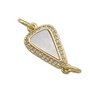 Copper Arrowhead Connector Pave Shell Zircon 18K Gold Plated, approx 9-14mm