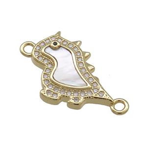 Copper Dragon Charms Connector Pave Shell Zircon 18K Gold Plated, approx 14-20mm