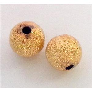 colorfast copper bead, matte round, gold plated, approx 10mm dia