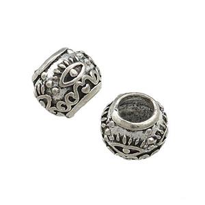 Tibetan Style Copper Round Beads Evil Eye Large Hole Antique Silver, approx 9mm, 4mm hole