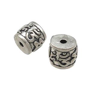 Tibetan Style Copper Tube Beads Buddhist Antique Silver, approx 10mm