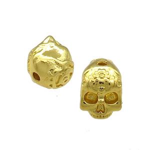 Copper Skull Beads 18K Gold Plated, approx 8-9mm