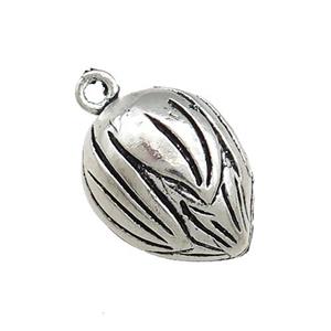 Tibetan Style Copper Lotus Bell Pendant Antique Silver, approx 13-17mm