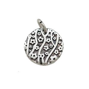 Tibetan Style Copper Circle Pendant Flower Of Life Antique Silver, approx 12mm