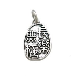 Tibetan Style Copper Slice Pendant Chinese Lucky Prayer Antique Silver Bronze, approx 9.5-14mm