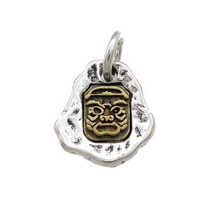 Tibetan Style Copper Slice Pendant Chinese Mythical Beasts Amulet Antique Silver Bronze, approx 11-12.5mm