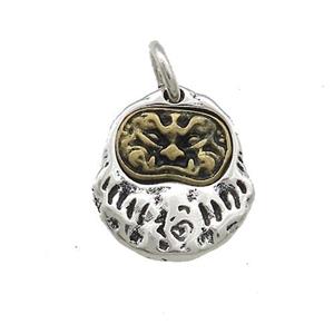 Tibetan Style Copper Slice Pendant Chinese Mythical Beasts Amulet Totem Antique Silver Bronze, approx 13-15mm