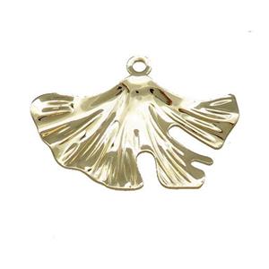 Copper Maple Leaf Pendant Hammered Gold Plated, approx 20-30mm