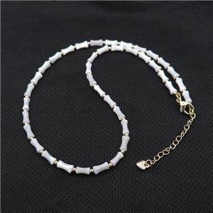 White MOP Shell Necklace Bamboo, approx 4-8mm, 40-45cm length