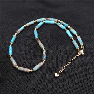 Blue Imperial Jasper Necklace, approx 4-13mm, 40-45cm length