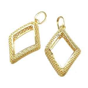 Copper Rhombic Pendant Hollow 18K Gold Plated, approx 30-42mm