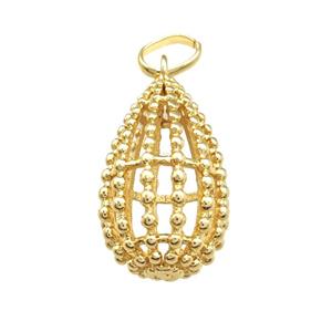 Copper Cage Pendant Hollow 18K Gold Plated, approx 21-32mm