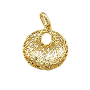 Copper GoGo Pendant Hollow 18K Gold Plated, approx 25mm