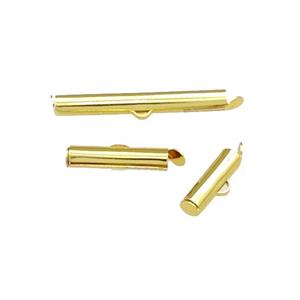 Copper Pinch Clasp Tube End Findings Gold Plated, approx 4x15mm