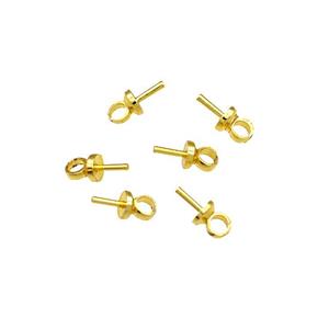 Copper Bails Caps Findings Eye Pin Gold Plated, approx 3mm