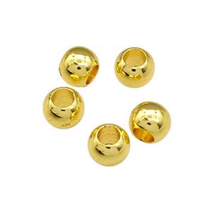 Copper Round Beads Large Hole Gold Plated Smooth, approx 4.8x6mm, 3mm hole