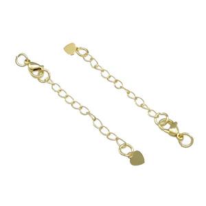 Copper Necklace Extender Chain Tail Gold Plated, approx 4-5mm, 60mm length