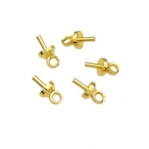 Copper Bails Caps Findings Eye Pin Gold Plated, approx 4mm