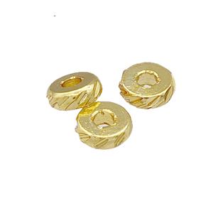 Copper Heishi Spacer Beads Carved Gold Plated, approx 4mm