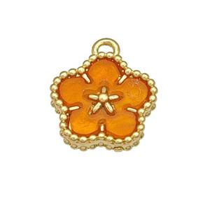 Copper Flower Pendant Pave Resin Gold Plated, approx 12mm