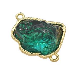 Copper Connector Pave Acrylic Green Mountain Gold Plated, approx 16-20mm
