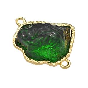 Copper Connector Pave Acrylic Green Mountain Gold Plated, approx 16-20mm