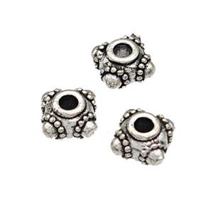 Tibetan Style Copper Beads Square Antique Silver, approx 4-8mm