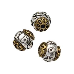 Tibetan Style Copper Round Beads Antique Silver Bronze, approx 8mm