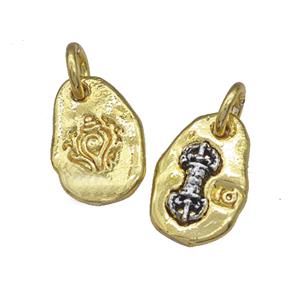 Vajra Pestle Charms Tibetan Style Copper Slice Pendant Antique Silver Gold, approx 10-15mm