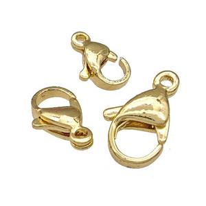 Stainless Steel Lobster Clasp 14K Gold Plated, approx 15mm