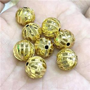 Copper Round Beads Hollow Gold Plated, approx 12mm