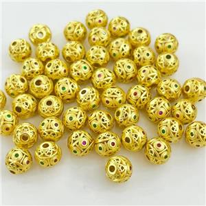 Copper Round Beads Hollow Gold Plated, approx 10mm