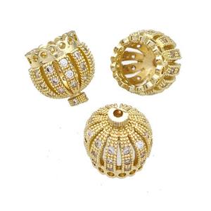 Copper Tassel Bails Pave Zircon Large Hole Gold Plated, approx 13mm